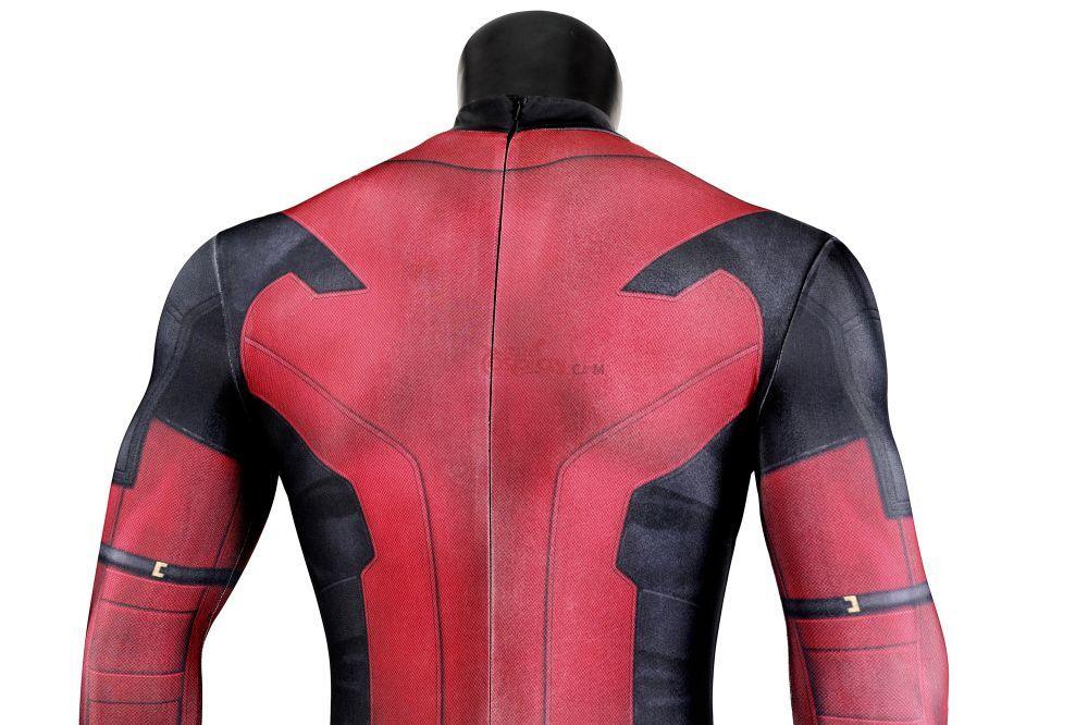 Deadpool 3 Wade Wilson Lycra Jumpsuit Outfit Halloween Cosplay Costume Bodysuit with Accessories Latex Sole