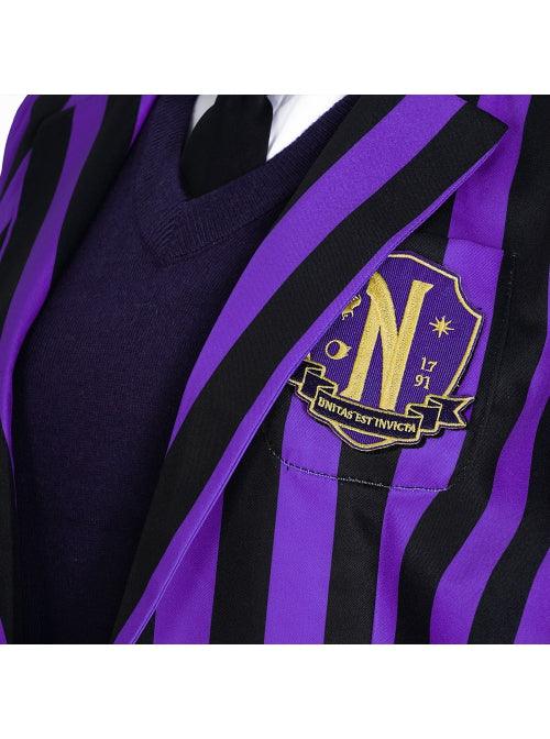 The Addams Family Purple School Uniform Cosplay Costume Halloween Set