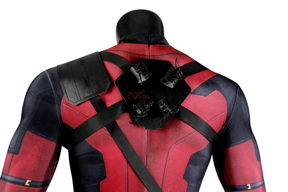 Deadpool 3 Wade Wilson Lycra Jumpsuit Outfit Halloween Cosplay Costume Bodysuit with Accessories Latex Sole