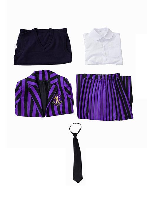 The Addams Family Purple School Uniform Cosplay Costume Halloween Set