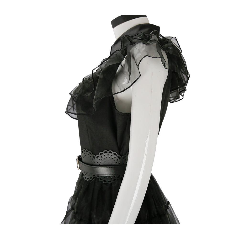 Wednesday Addams Black Dress Cosplay Costume Halloween Ball Dress