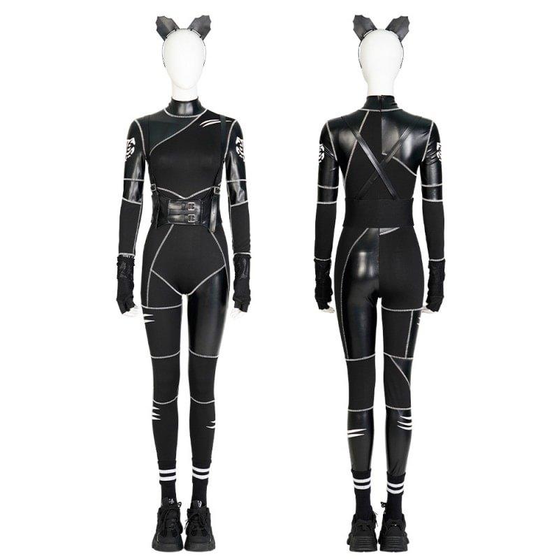 Wednesday Addams Black Cat Jumpsuit The Addams Family Cosplay Costumes