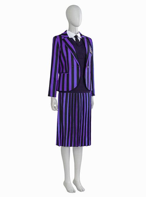 The Addams Family Purple School Uniform Cosplay Costume Halloween Set