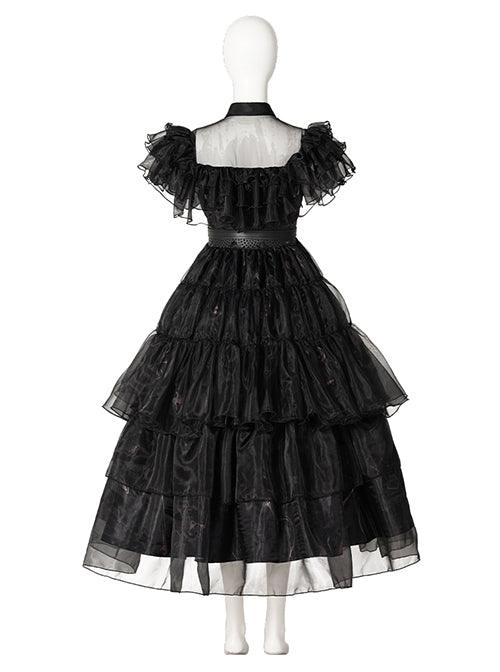 The Addams Family Wednesday Addams School Ball Black Dress Halloween Cosplay Costume