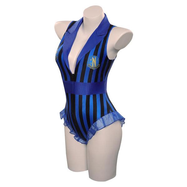 Wednesday Addams Blue Swimsuits Cosplay Costume Halloween Party Suit