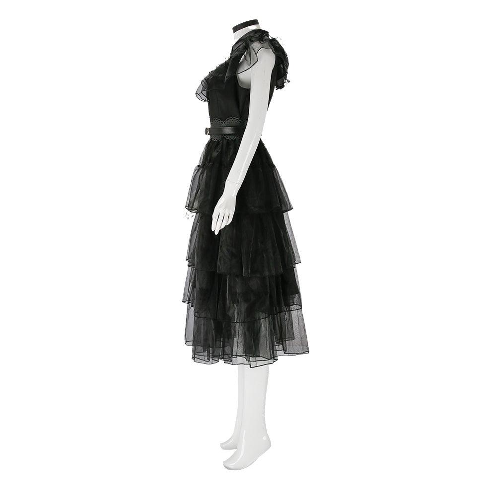 Wednesday Addams Black Dress Cosplay Costume Halloween Ball Dress