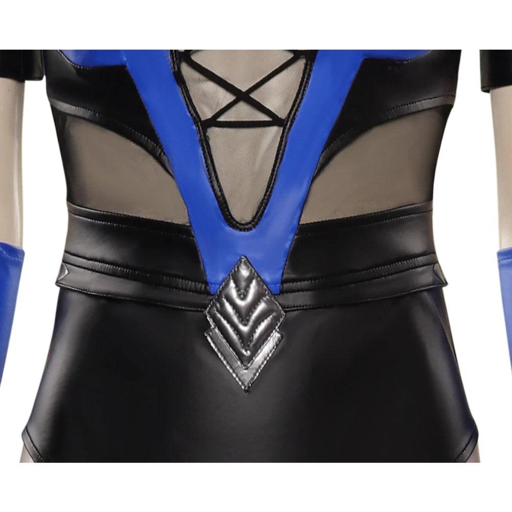 Mortal Kombat Kitana Blue Jumpsuit Outfits Cosplay Costume