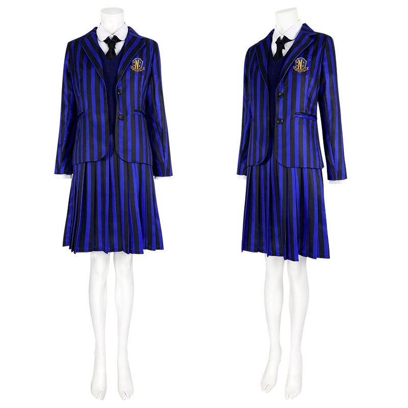 The Addams Family Blue School Uniform Halloween Cosplay Costume Set