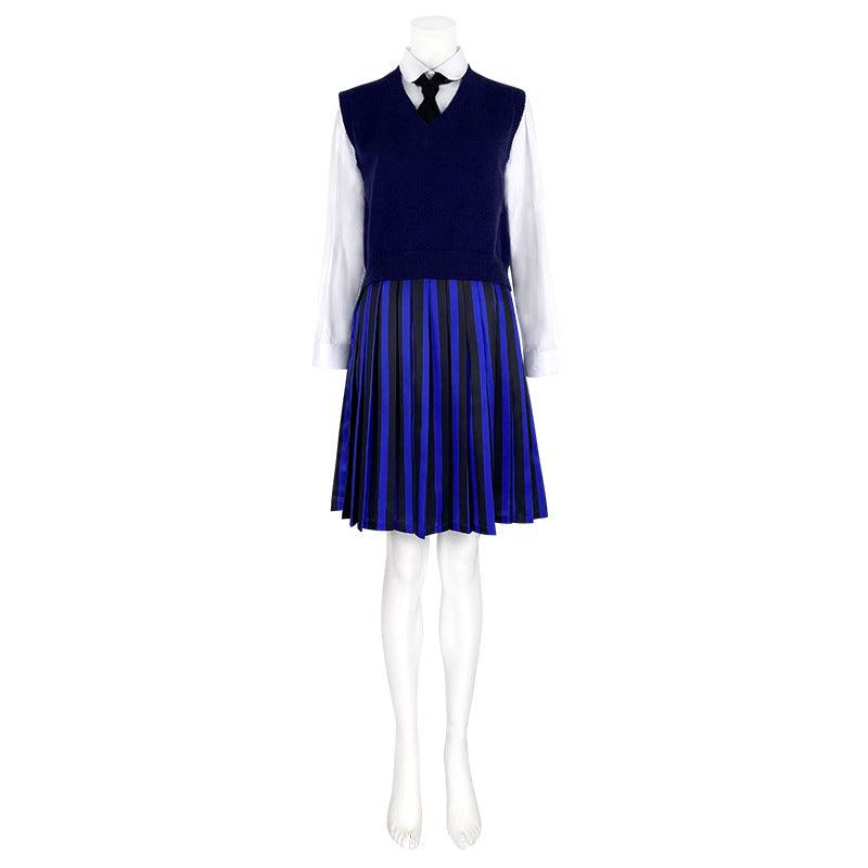 The Addams Family Blue School Uniform Halloween Cosplay Costume Set