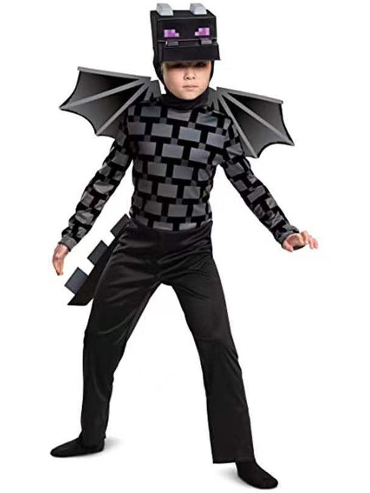 Game MC Enderman Black Outfit Ender Dragon Cosplay Costume for Kids