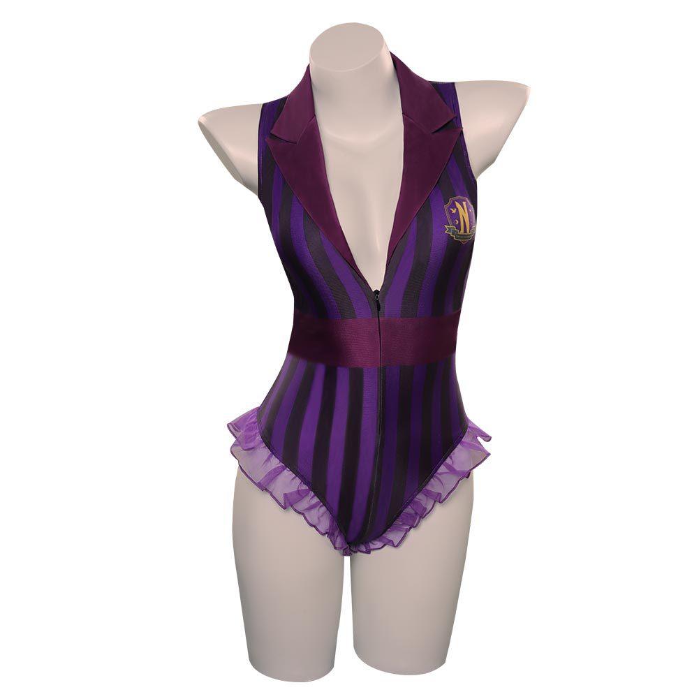 Wednesday Addams Purple Swimsuits Cosplay Costume Halloween Party Suit