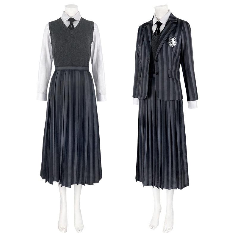 The Addams Family Black School Uniform Halloween Cosplay Costume Set