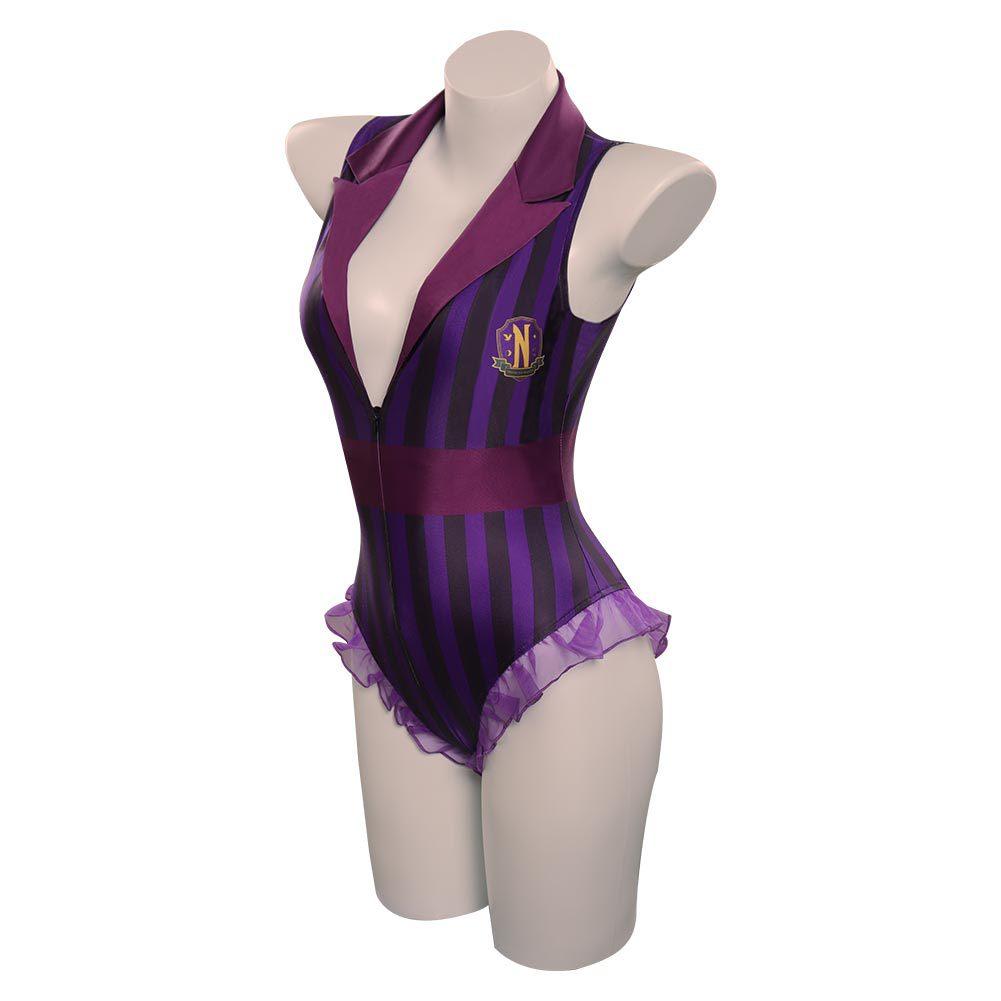 Wednesday Addams Purple Swimsuits Cosplay Costume Halloween Party Suit