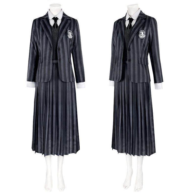 The Addams Family Black School Uniform Halloween Cosplay Costume Set