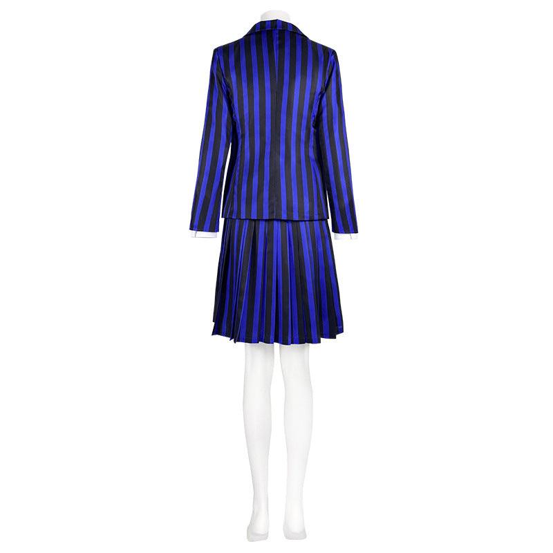 The Addams Family Blue School Uniform Halloween Cosplay Costume Set