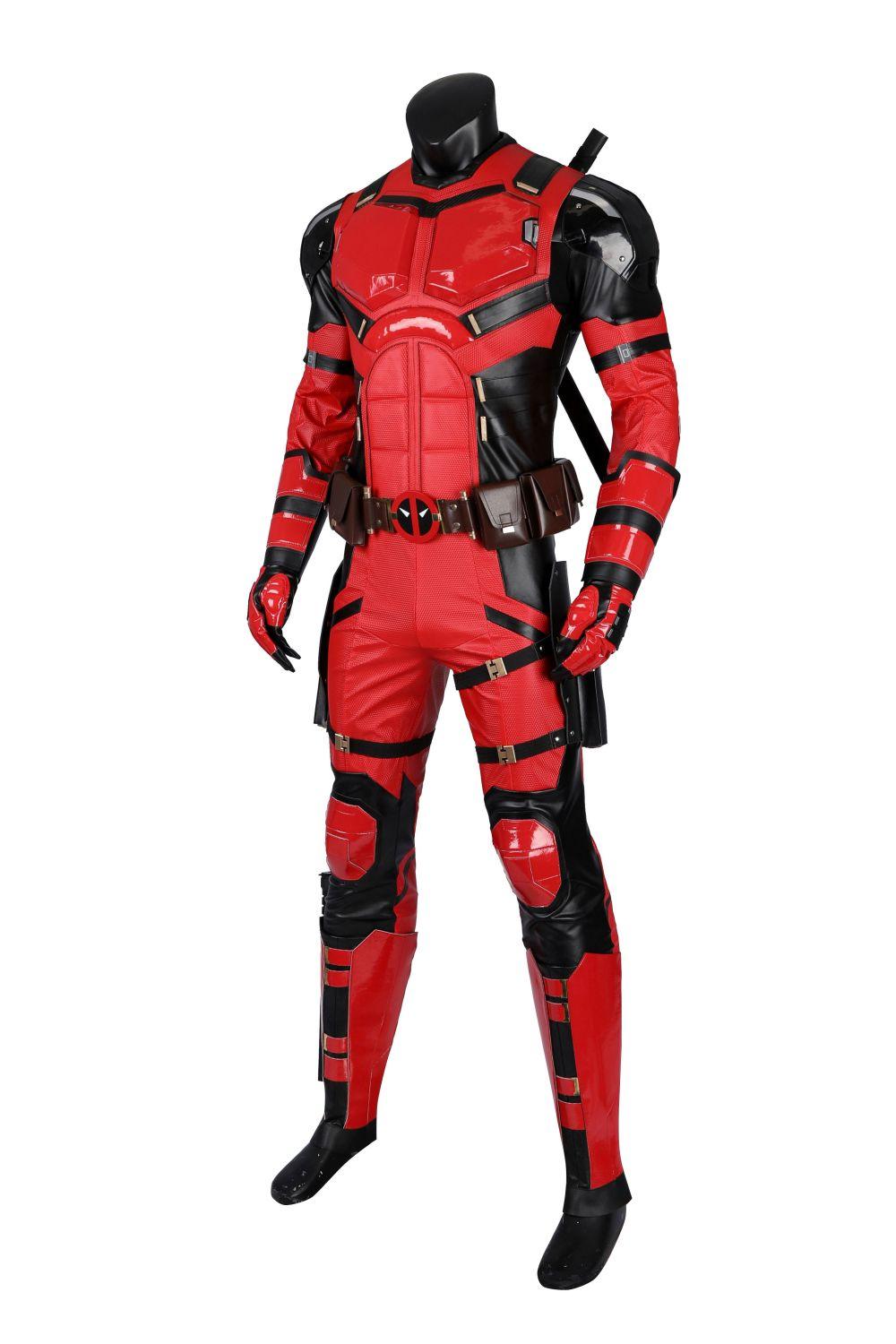 Deadpool 3 Parallel Universe Samurai Vibrant Red Wade Wilson Outfit Cosplay Costume