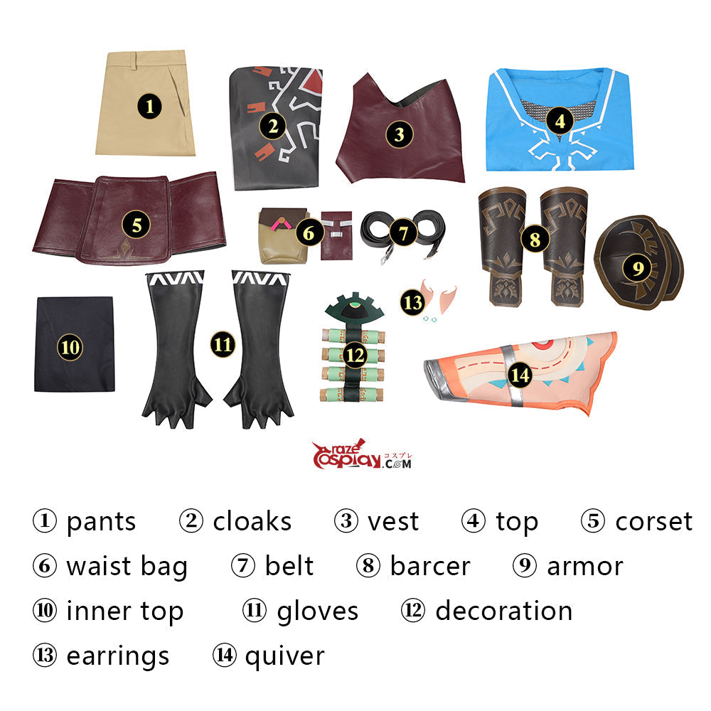 Zelda Link Blue Outfit Cosplay Costume