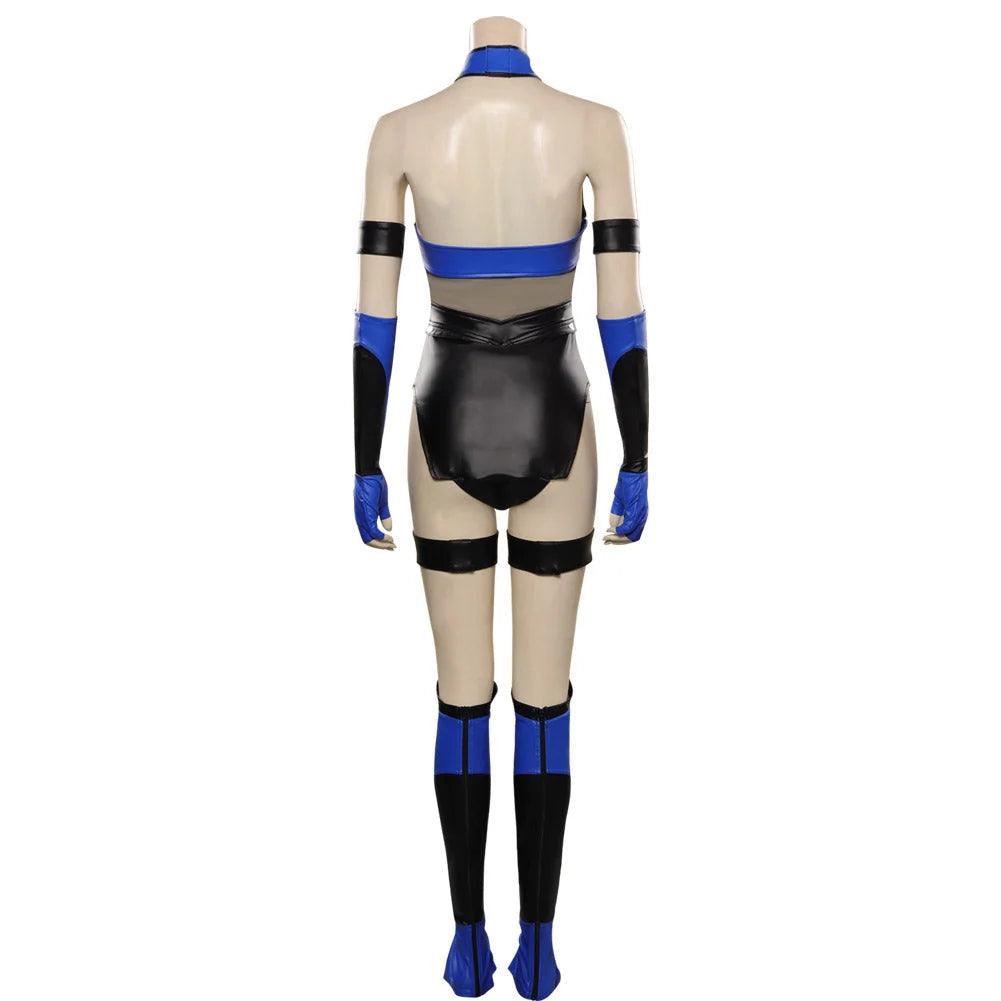 Mortal Kombat Kitana Blue Jumpsuit Outfits Cosplay Costume