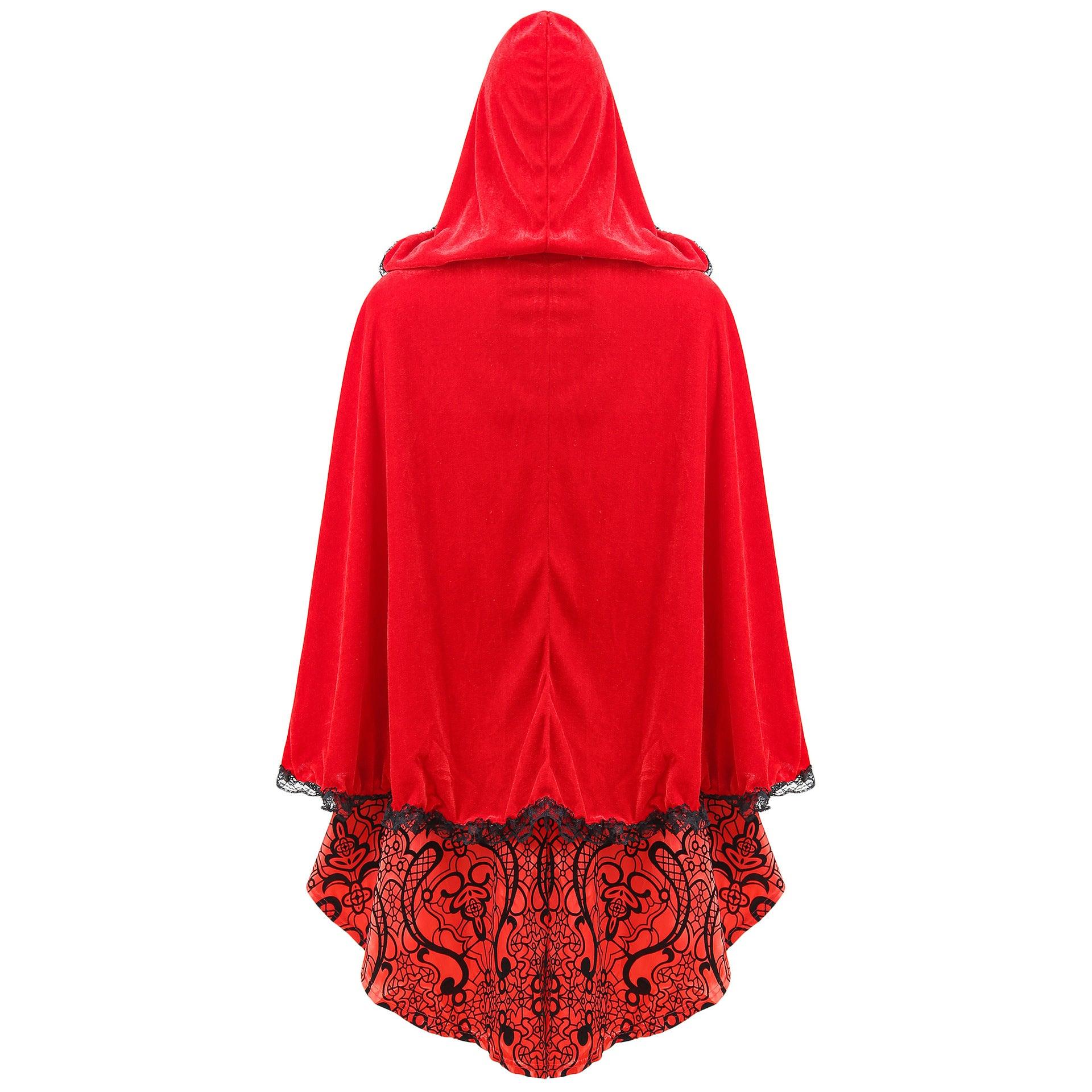 Little Red Riding Hood Costume Halloween Gothic Red Riding Hood Dress for Adults - CrazeCosplay