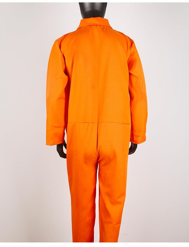 Orange Jail Jumpsuit Costume Prisoner Halloween Cosplay for Adults - CrazeCosplay