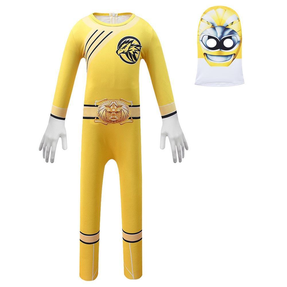 Kids Hyakujuu Sentai Gaoranger Gao Yellow Cosplay Zentai Suit Halloween Costume Children Jumpsuit Bodysuit Outfits - CrazeCosplay