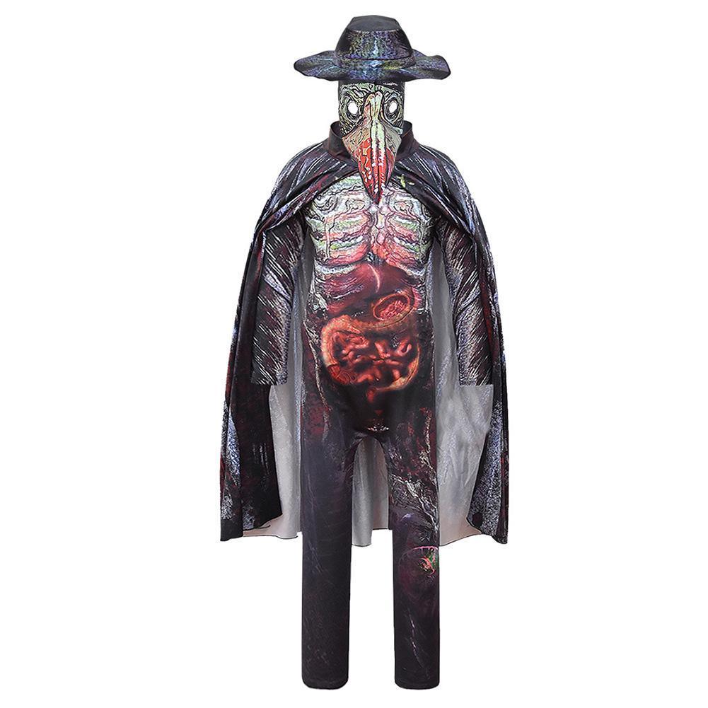 Kids Plague Doctor Cosplay Zentai Suit Medieval Steampunk Children Jumpsuit Outfit Halloween Carnival Suit - CrazeCosplay