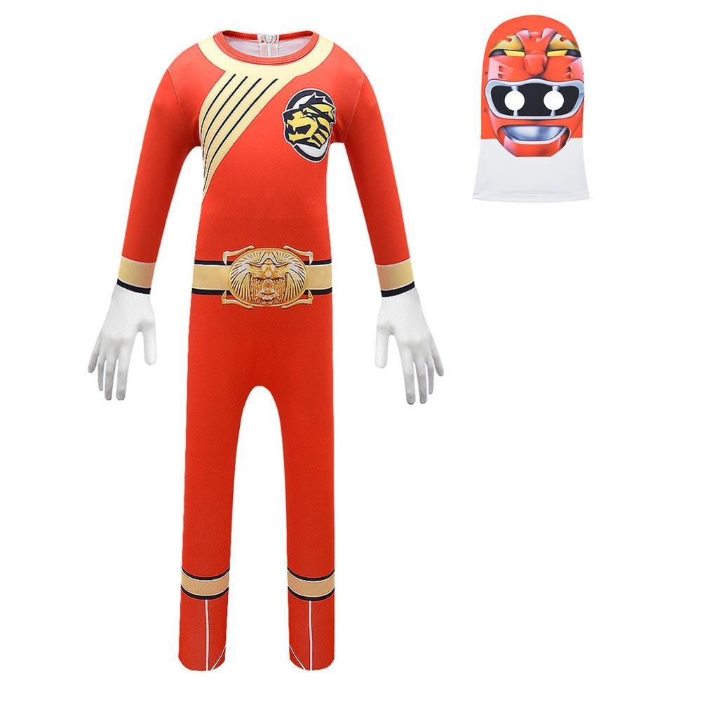 Kids Hyakujuu Sentai Gaoranger Gao Red Cosplay Zentai Suit Halloween Costume Children Jumpsuit Bodysuit Outfits - CrazeCosplay