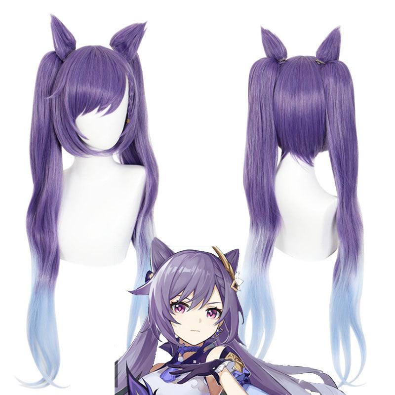 Keqing Cosplay Wigs Genshin Impact Ponytails Mixed Purple Cosplay Wig - CrazeCosplay