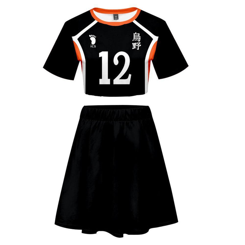 Women Haikyuu!! Tadashi Yamaguchi 2 Pieces Cosplay Outfits Short Sleev