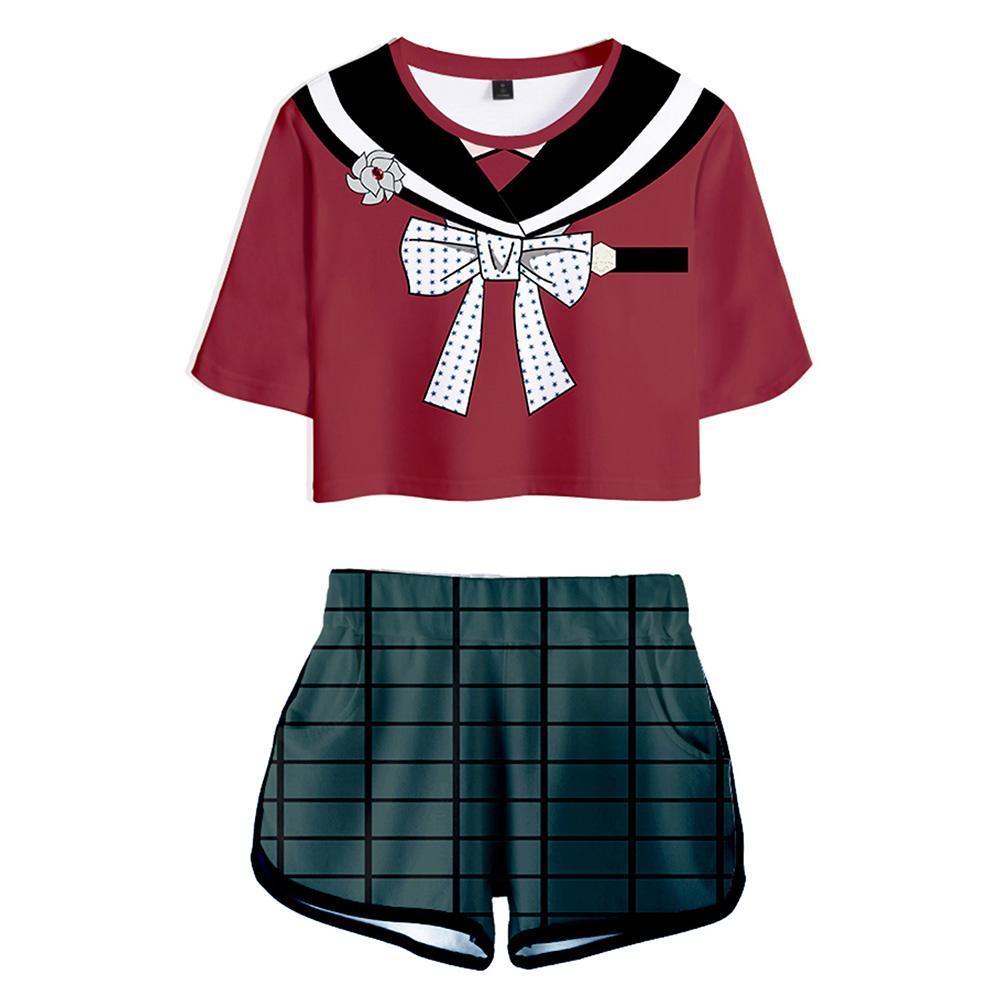 Women Danganronpa V3: Killing Harmony Maki Harukawa Cosplay Crop Top & Shorts Set Summer 2 Pieces Casual Clothes Costumes For Men Girls Women Boys - CrazeCosplay