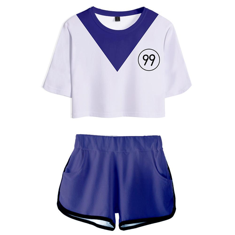 Women HUNTERHUNTER Killua Zoldyck Cosplay Crop Top & Shorts Set Summer 2 Pieces Casual Clothes - CrazeCosplay