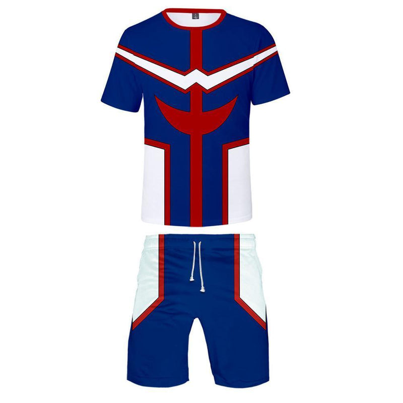 Men My Hero Academia T-shirt Sets All Might Cosplay Tee Shorts 2 Pieces Sets Casual Clothes - CrazeCosplay