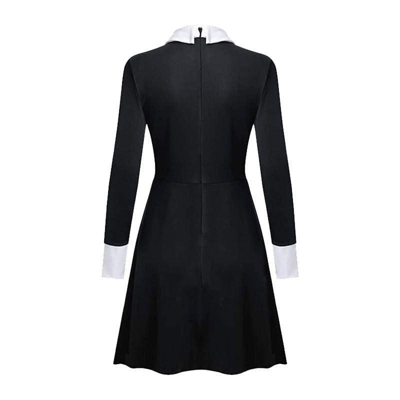 The Addams Family Cosplay Costume Halloween Long Sleeve Dress - CrazeCosplay