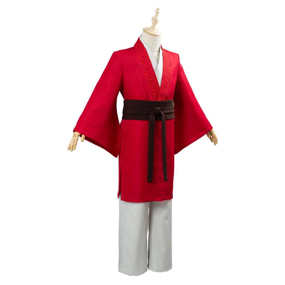 Movie Mulan Princess Hua Mulan Red Fancy Dress Chinese Han Fu Kids Children Halloween Carnival Outfit Cosplay Costume - CrazeCosplay