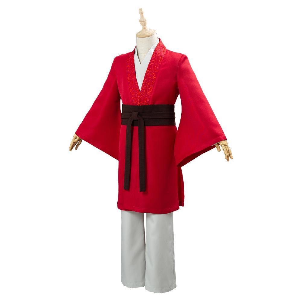 Movie Mulan Princess Hua Mulan Red Fancy Dress Chinese Han Fu Kids Children Halloween Carnival Outfit Cosplay Costume - CrazeCosplay