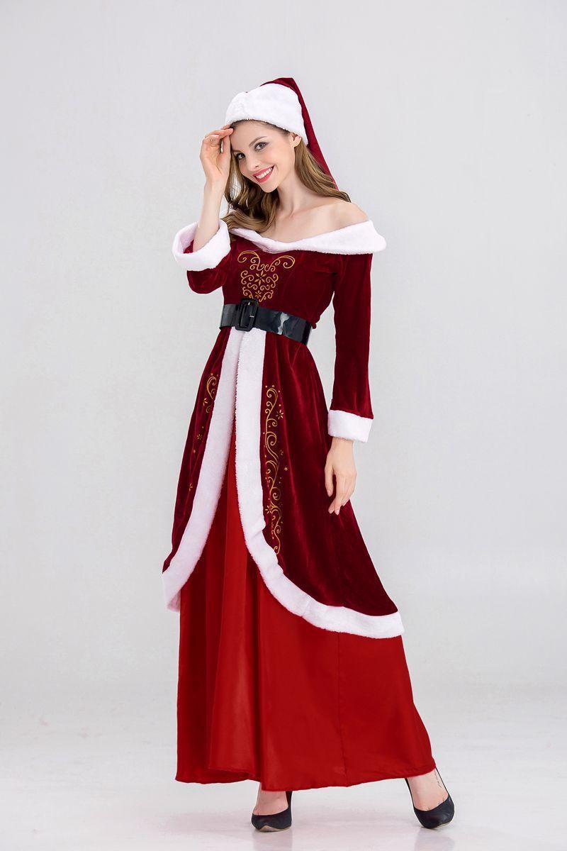 Adult Mrs Claus Fancy Fress Women's Santa Costume Christmas Outfit - CrazeCosplay