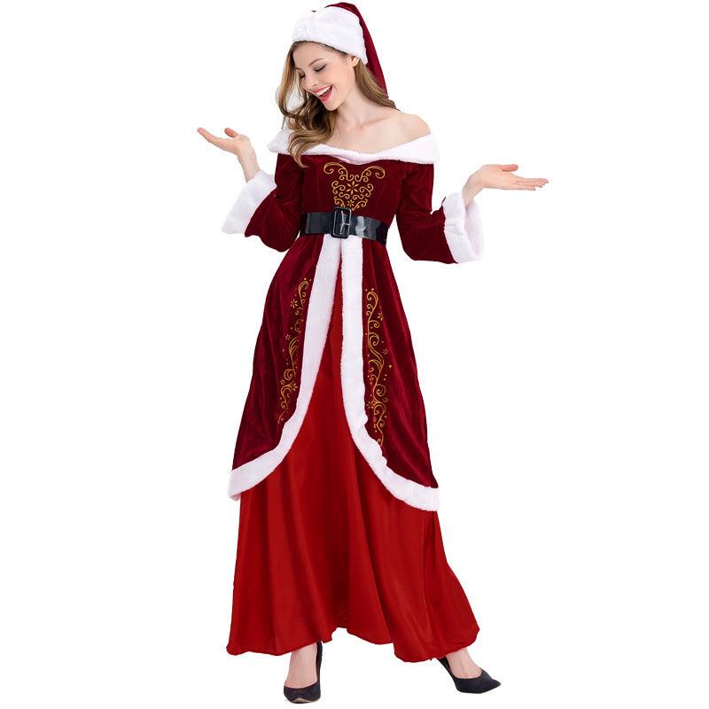 Adult Mrs Claus Fancy Fress Women's Santa Costume Christmas Outfit - CrazeCosplay