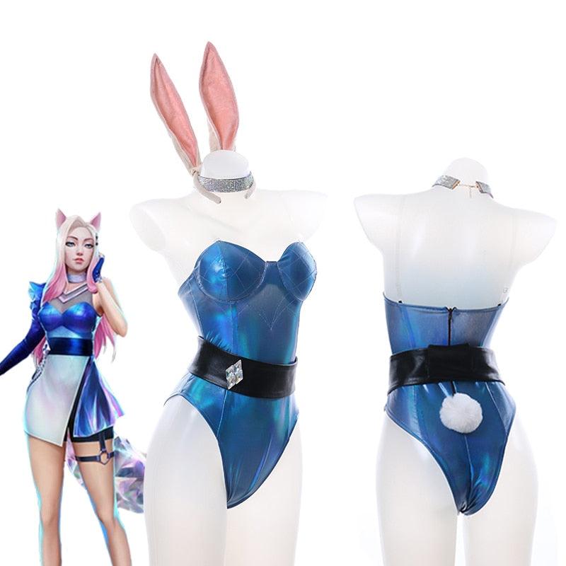 Ahri Cosplay wig Costume LOL KDA Bunny Girl Sexy Girls Dress Jumpsuits Party Halloween Costumes Anime Figure Cosplay New Set corset - CrazeCosplay