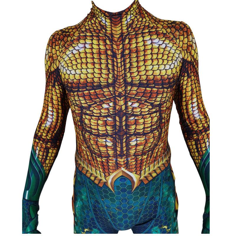 Aquaman Arthur Curry Halloween Cosplay Zentai Costume Aqua Man Jumpsuit - CrazeCosplay