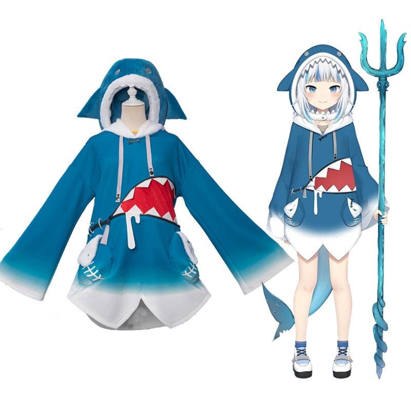 Hololive English VTuber Gawr Gura Costume Full Sets Halloween Carnival Cosplay Costumes - CrazeCosplay