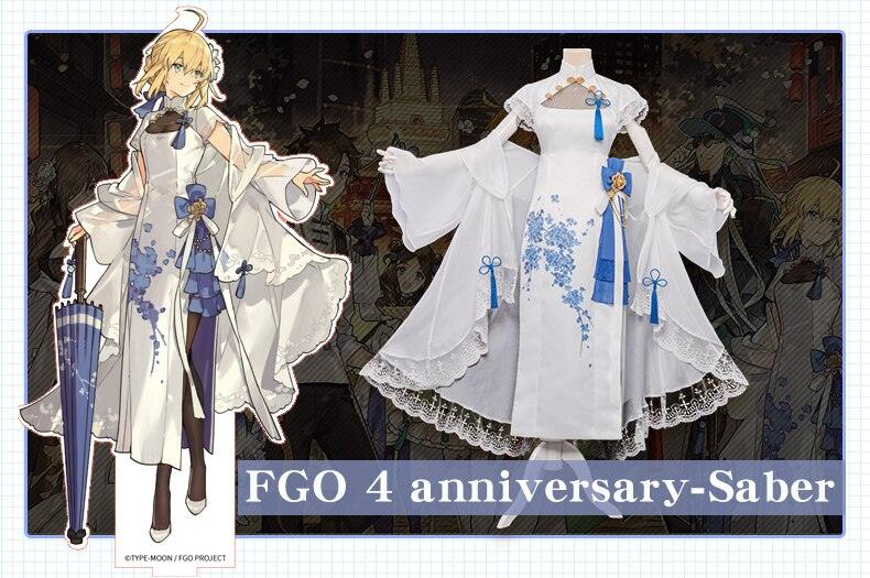 Fate Grand Order/FGO Saber 4 Anniversary Cheongsam Cosplay Costume outfit - CrazeCosplay