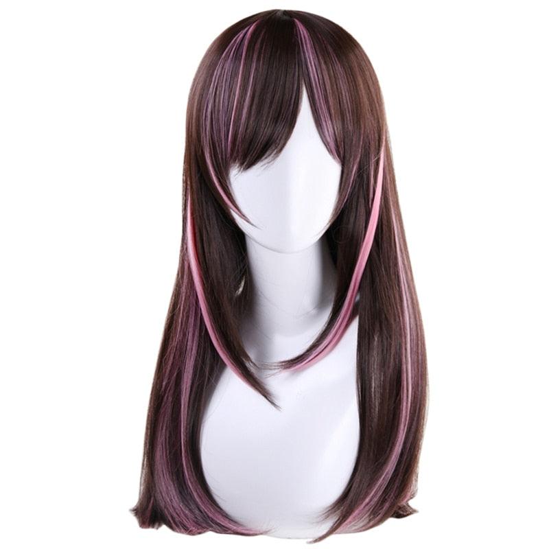 Kizuna AI Cosplay Wig Anime Youtuber A.I.Channel 60cm Straight Long Heat Resistant Synthetic Hair Wigs For Women + Wig Cap - CrazeCosplay