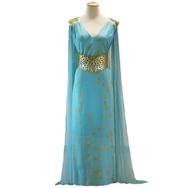 New Daenerys Costume Blue Cosplay Dress Fantasia Dragon Halloween Party Costumes For Women Dress - CrazeCosplay