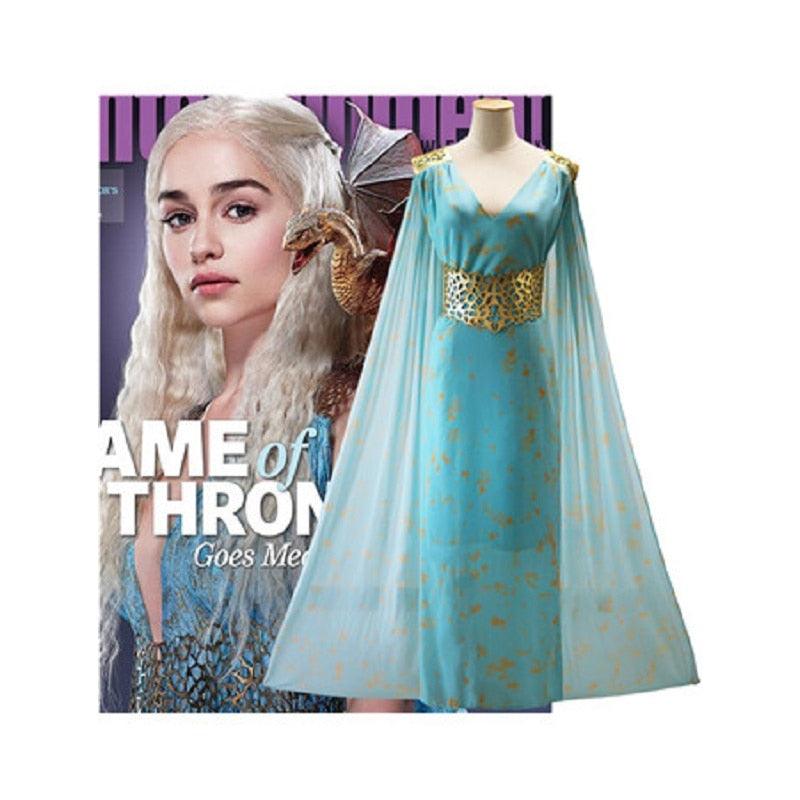 New Daenerys Costume Blue Cosplay Dress Fantasia Dragon Halloween Party Costumes For Women Dress - CrazeCosplay