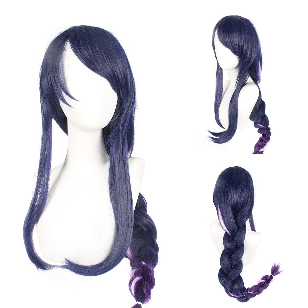 Genshin Impact Raiden Shogun Cosplay Wig Purple Gradient Long Braid Bangs Hair - CrazeCosplay