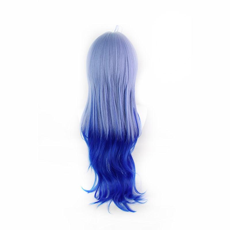 Genshin Impact Ganyu Cosplay Wig Blue Fluffy Wave Hair - CrazeCosplay