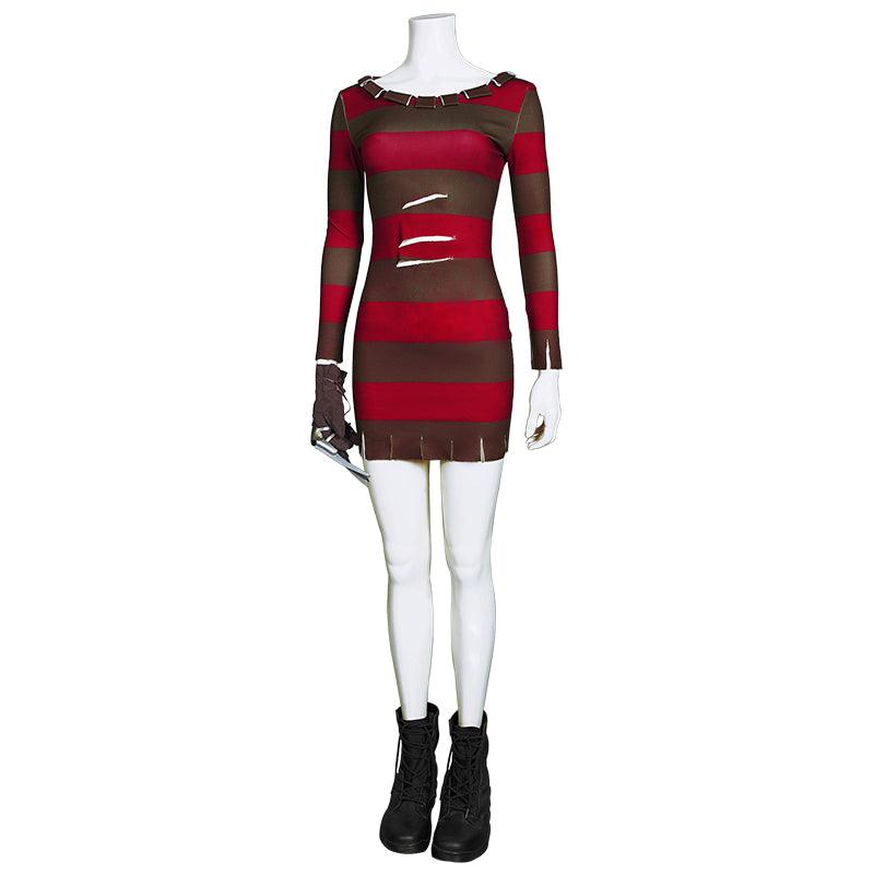 Women's Freddy Krueger Halloween Costume Cosplay Dress