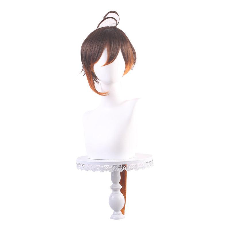 Genshin Impact Zhongli Wig Ponytail Gradient Brown Cosplay Wig - CrazeCosplay