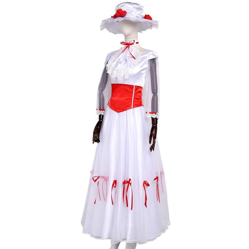 Mary Poppins White Dress Cosplay Costume - CrazeCosplay