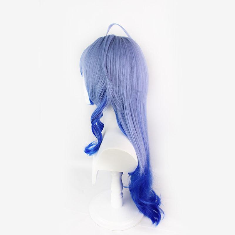 Genshin Impact Ganyu Cosplay Wig Blue Fluffy Wave Hair - CrazeCosplay